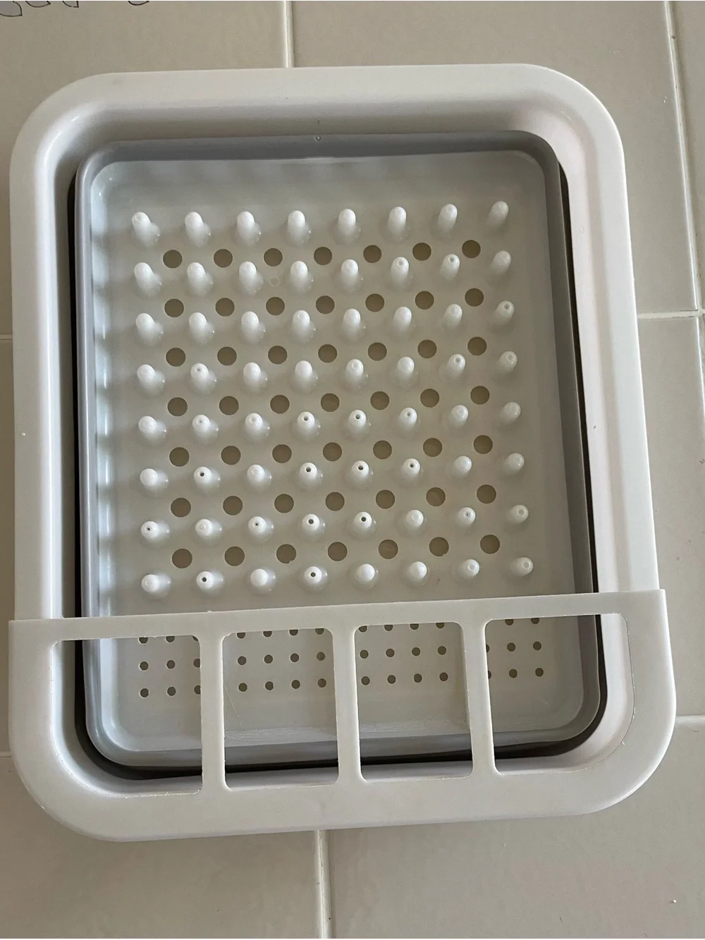 Compact Collapsible Dish Drying Rack - White & Gray